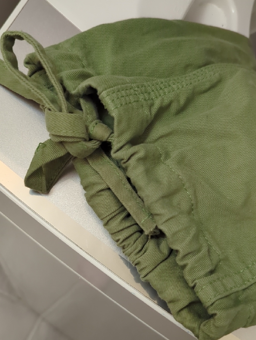Bershka Green Cargo Elastic Waistband Jogger Pants Wide Leg S/P - Picture 7 of 7